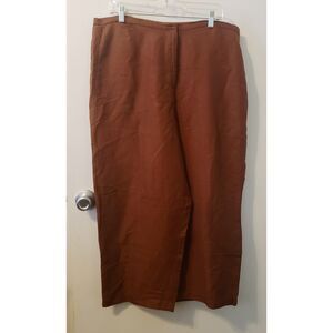 Marsh Landing Brown Linen Blend Wide Leg Pants XL Neutral Casual Minimal Capsule